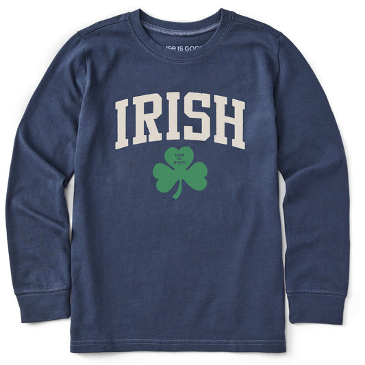 Kids Irish Clover Long Sleeve Crusher Tee