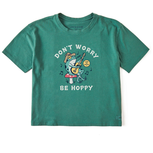 Women's Don't Worry Frog Guitar Short Sleeve Crusher Boxy Tee