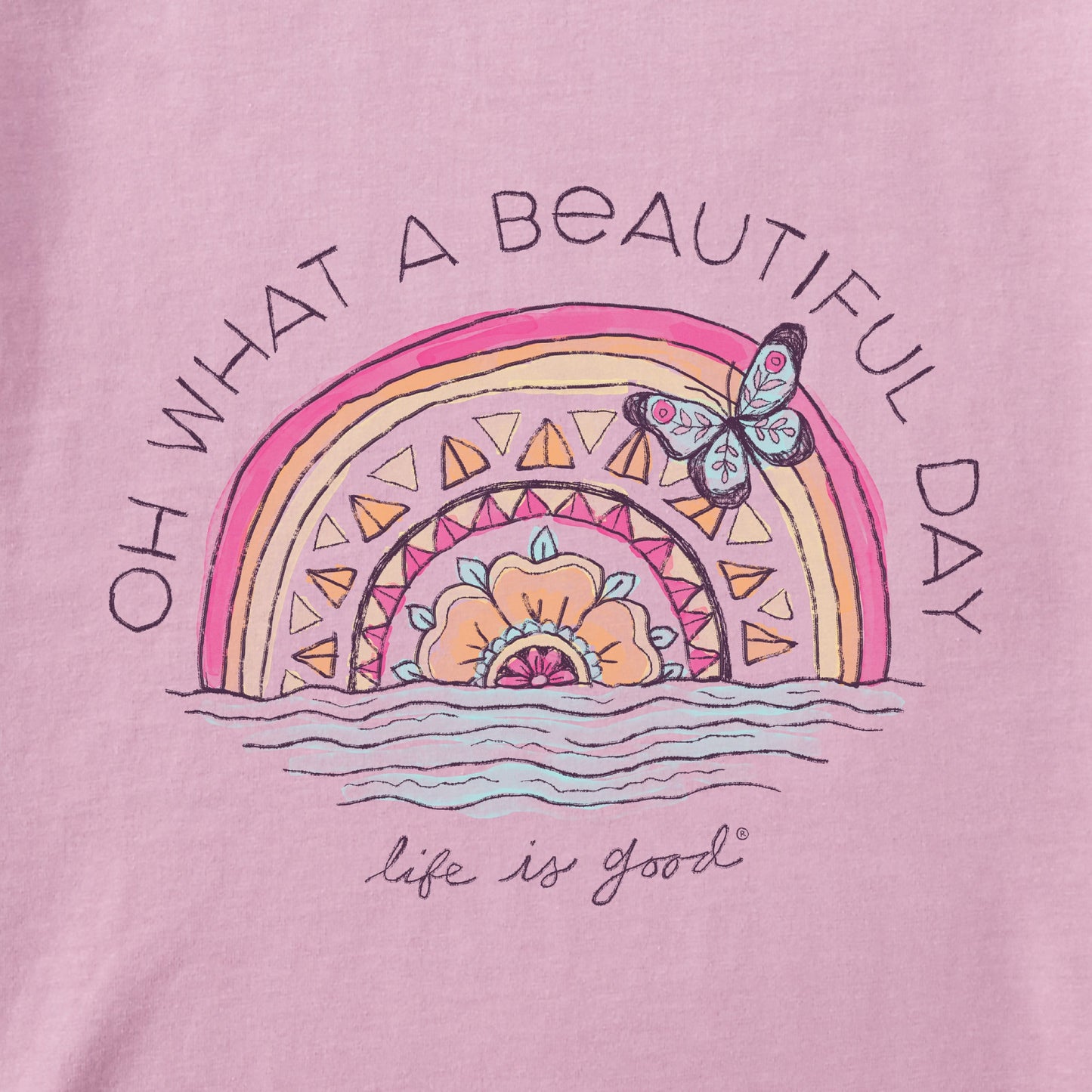 Women's Beautiful Day Butterfly Rainbow Long Sleeve Crusher Tee