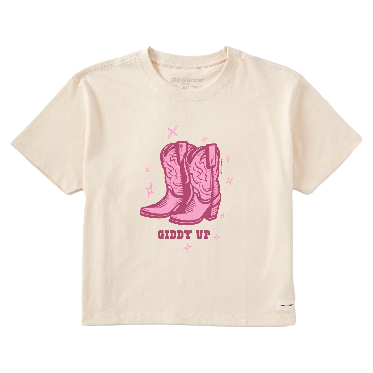 Women's Cowboy Boots Giddy Up Short Sleeve Crusher Boxy Tee