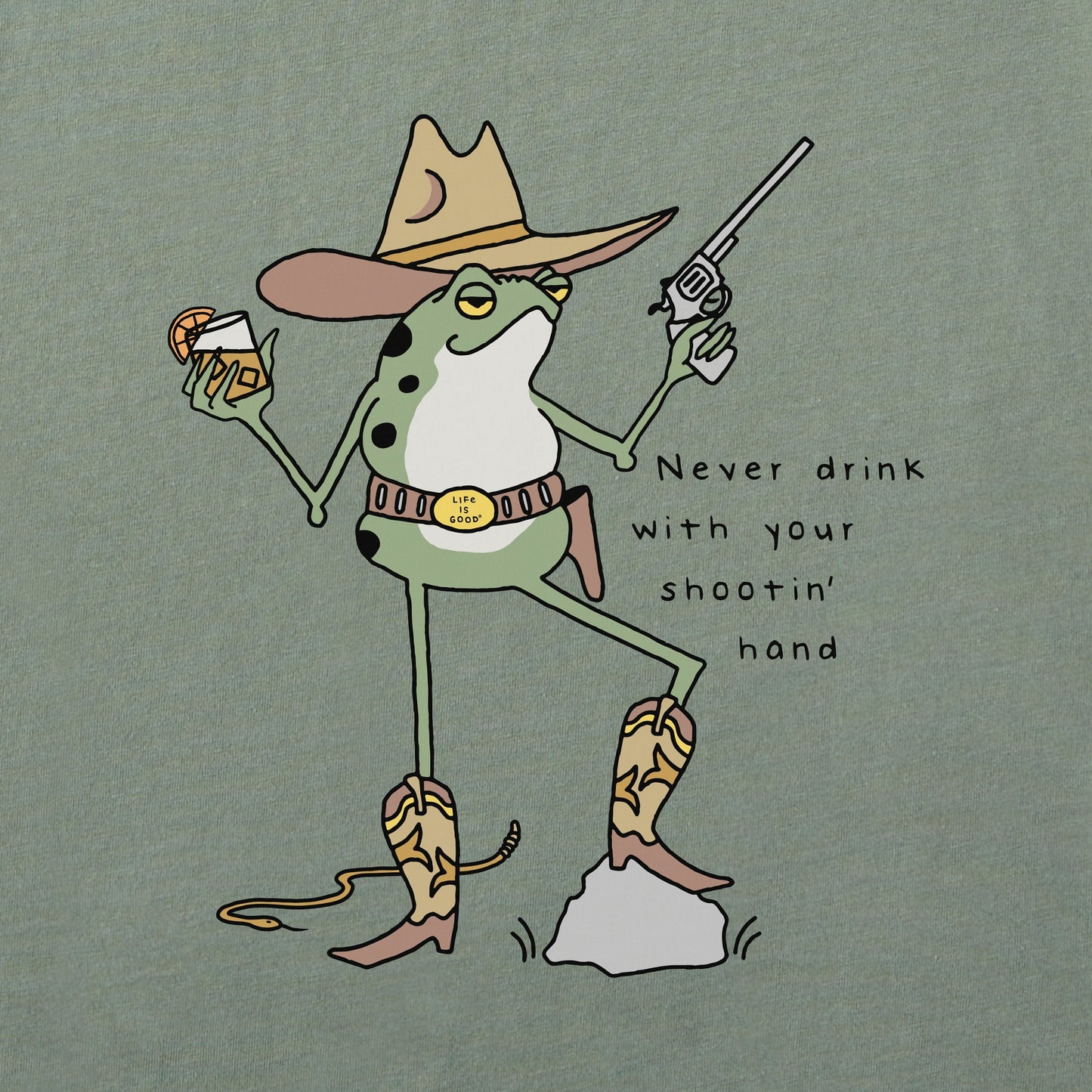 Men's Never Drink Cowboy Frog Short Sleeve Tee