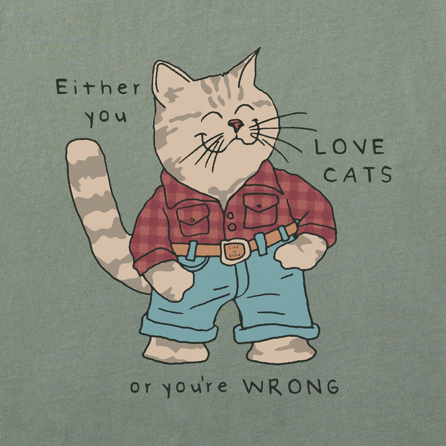 Men's Love Cats Flannel Cat Short Sleeve Tee