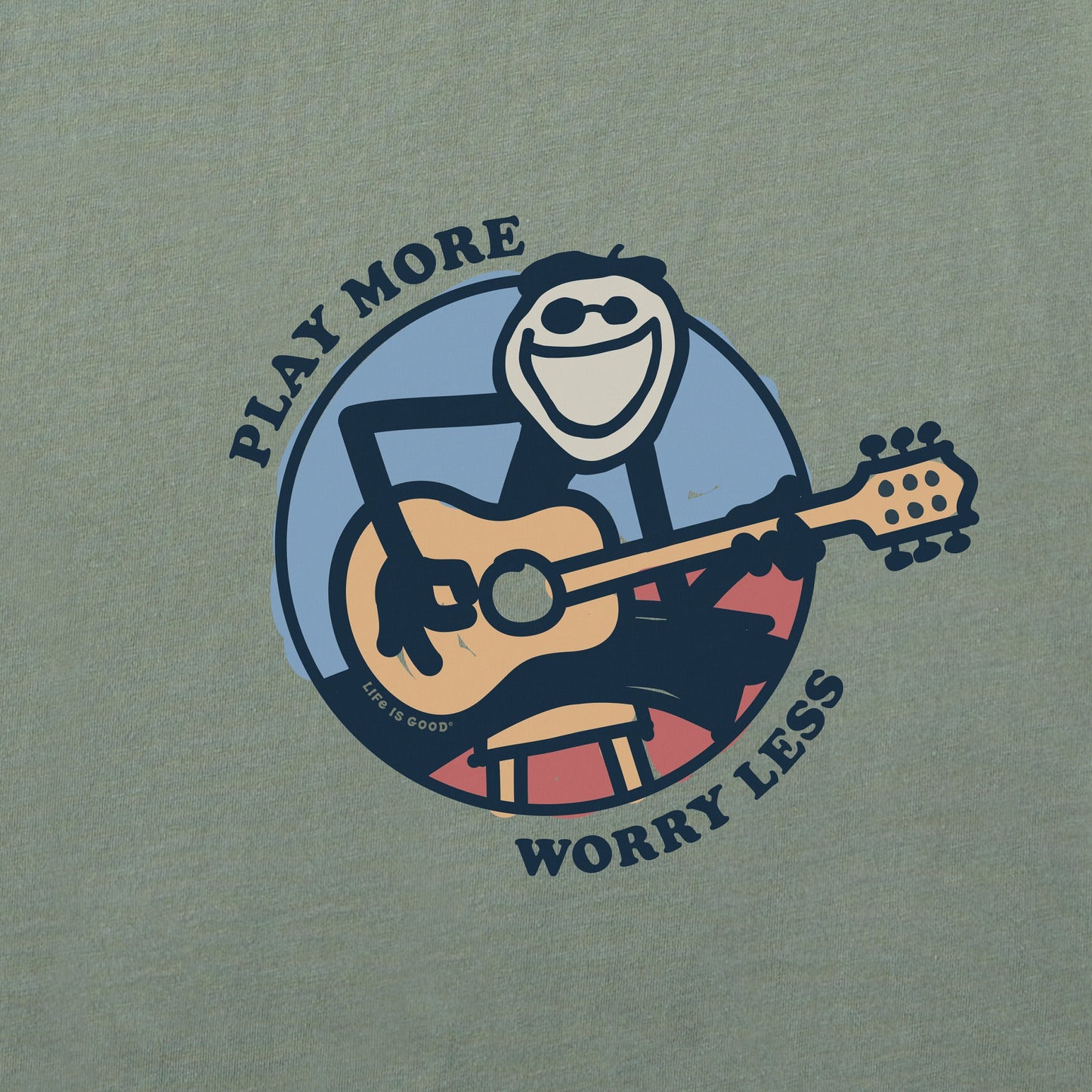 Men's Play  More Worry Less Jake Guitar Simply True Fleece Crew