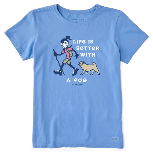 Women's Better With a Pug Jackie Short Sleeve Tee