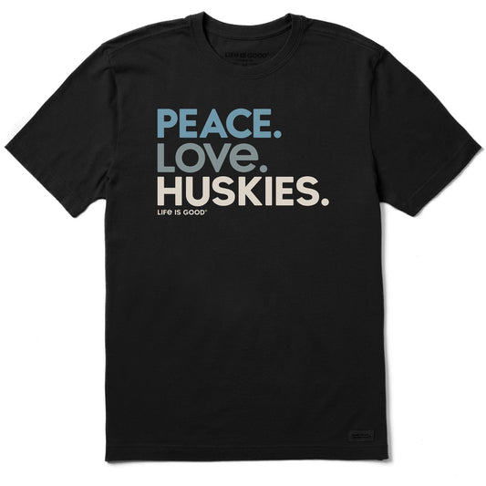 Men's Peace. Love. Huskies. Short Sleeve Tee