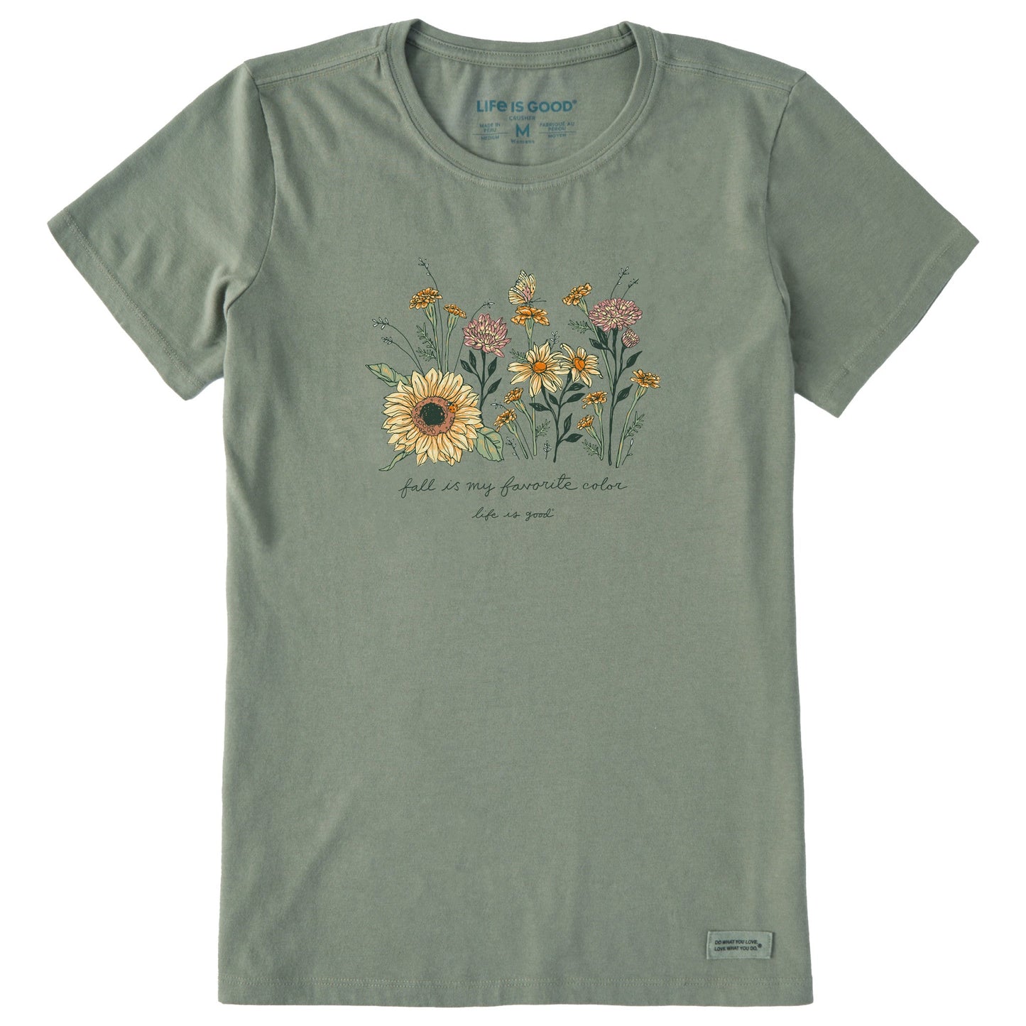 Women's Fall Favorite Color Flowers Short Sleeve Crusher Tee