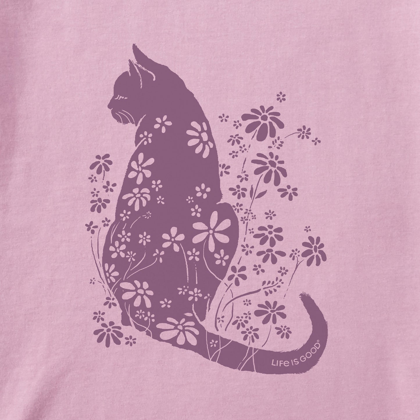 Women's Cat Flower Power Long Sleeve Crusher Tee