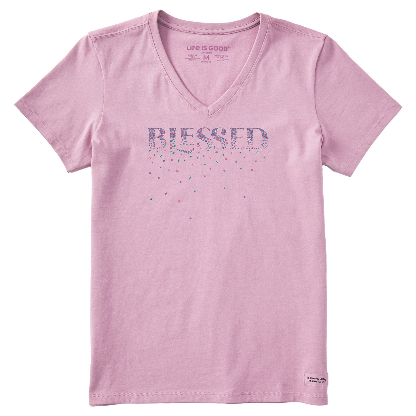 Women's Blessed Spring Flowers Short Sleeve Vee