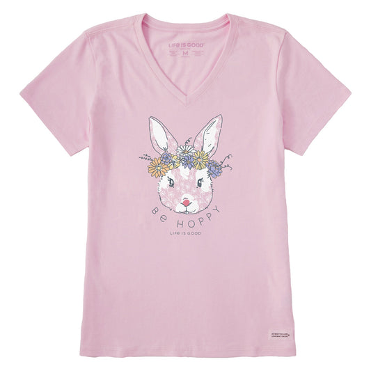 Women's Be Hoppy Flower Crown Short Sleeve Vee