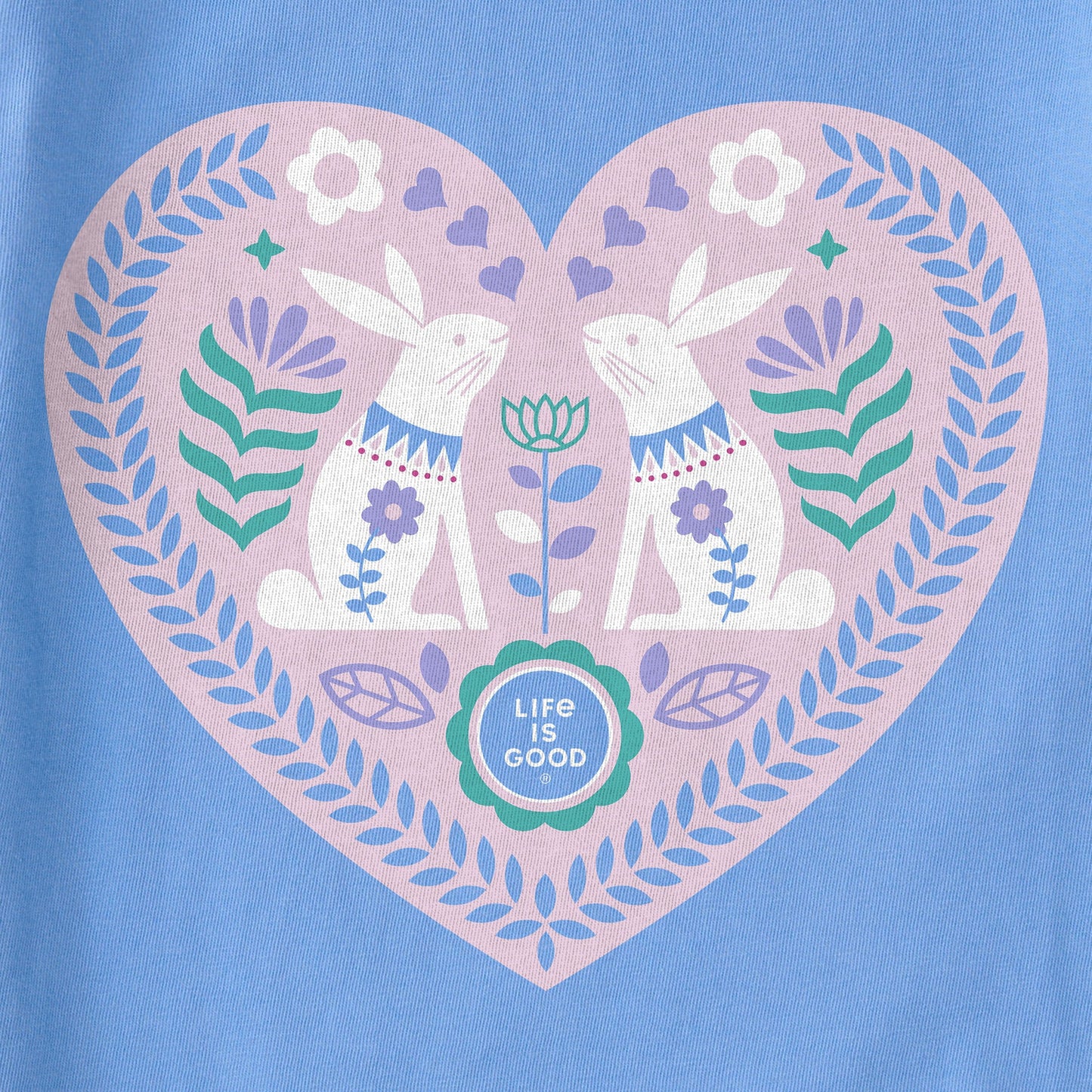 Women's Scandinavian Heart Bunnies Short Sleeve Vee