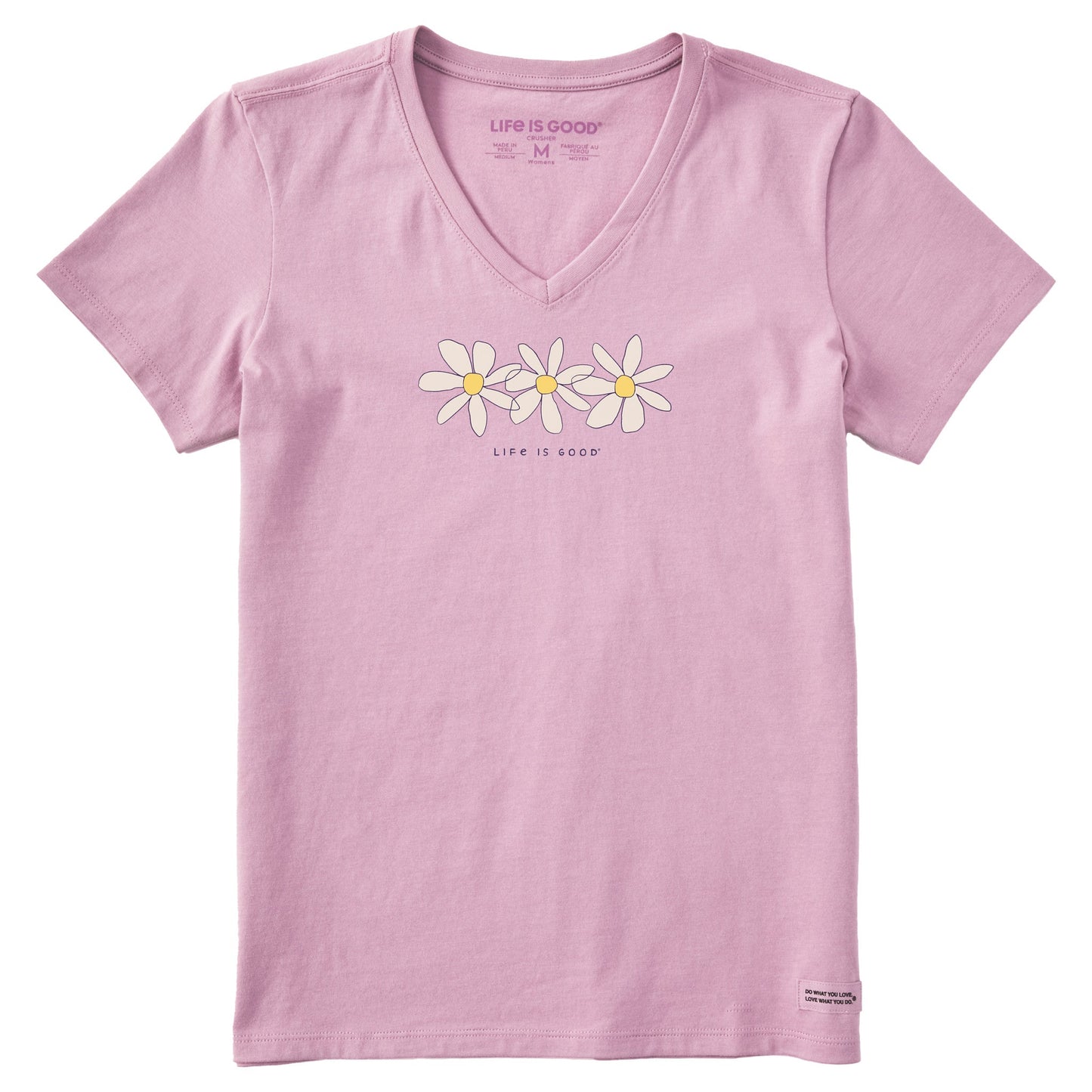 Women's Quirky 3 Daisies Short Sleeve Vee