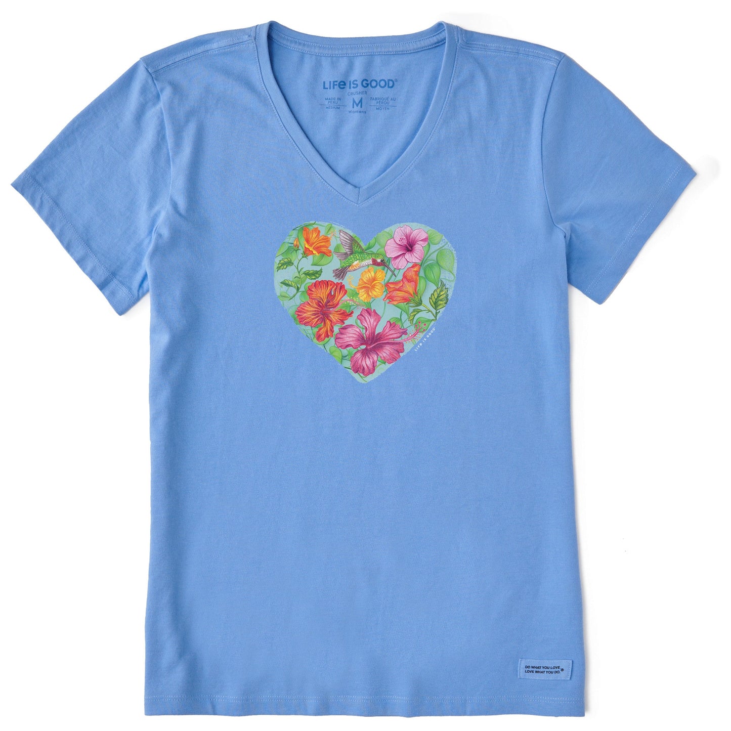 Women's Antique Tropical Heart Short Sleeve Vee