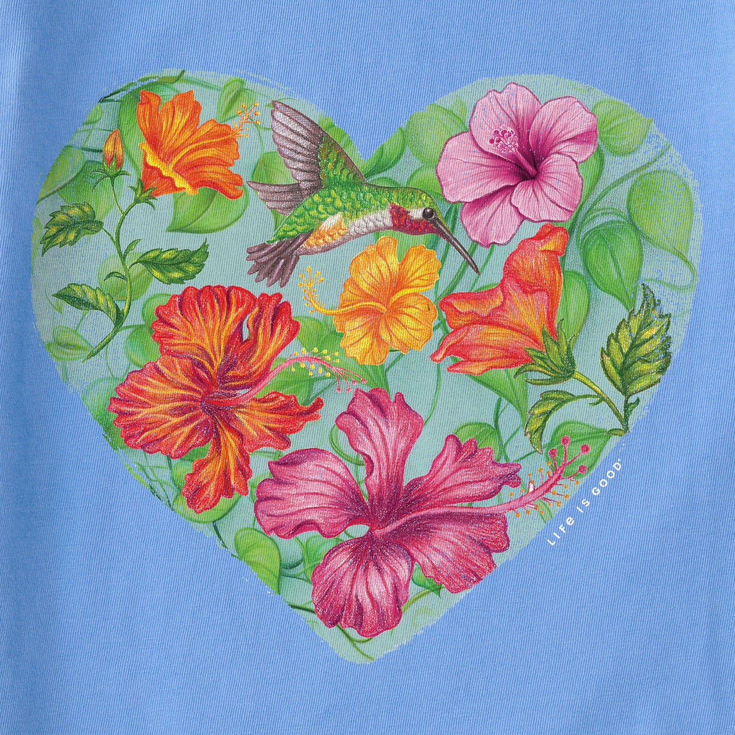 Women's Antique Tropical Heart Short Sleeve Vee