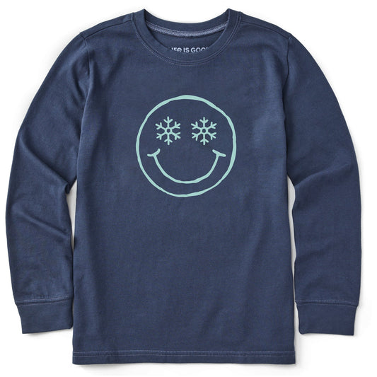 Kids Snowflake Smile Long Sleeve Crusher Tee