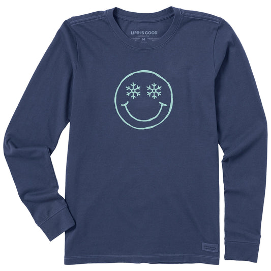 Women's Snowflake Smile Long Sleeve Crusher Tee