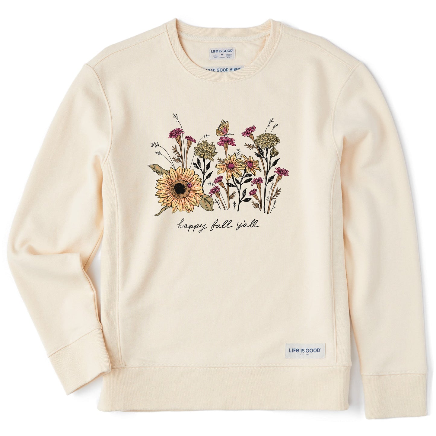 Women's Happy Fall Flowers Simply True Fleece Crew