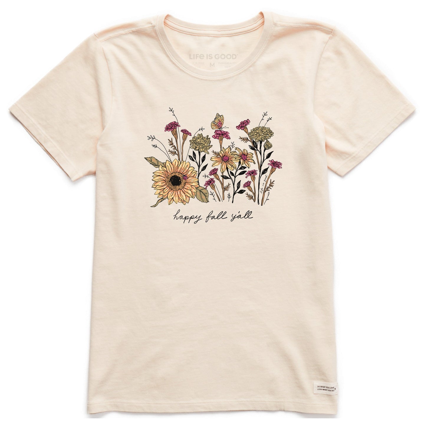 Women's Happy Fall Flowers Short Sleeve Crusher Tee