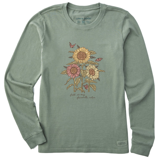 Women's Fall is my Favorite Sunflowers Long Sleeve Crusher Tee