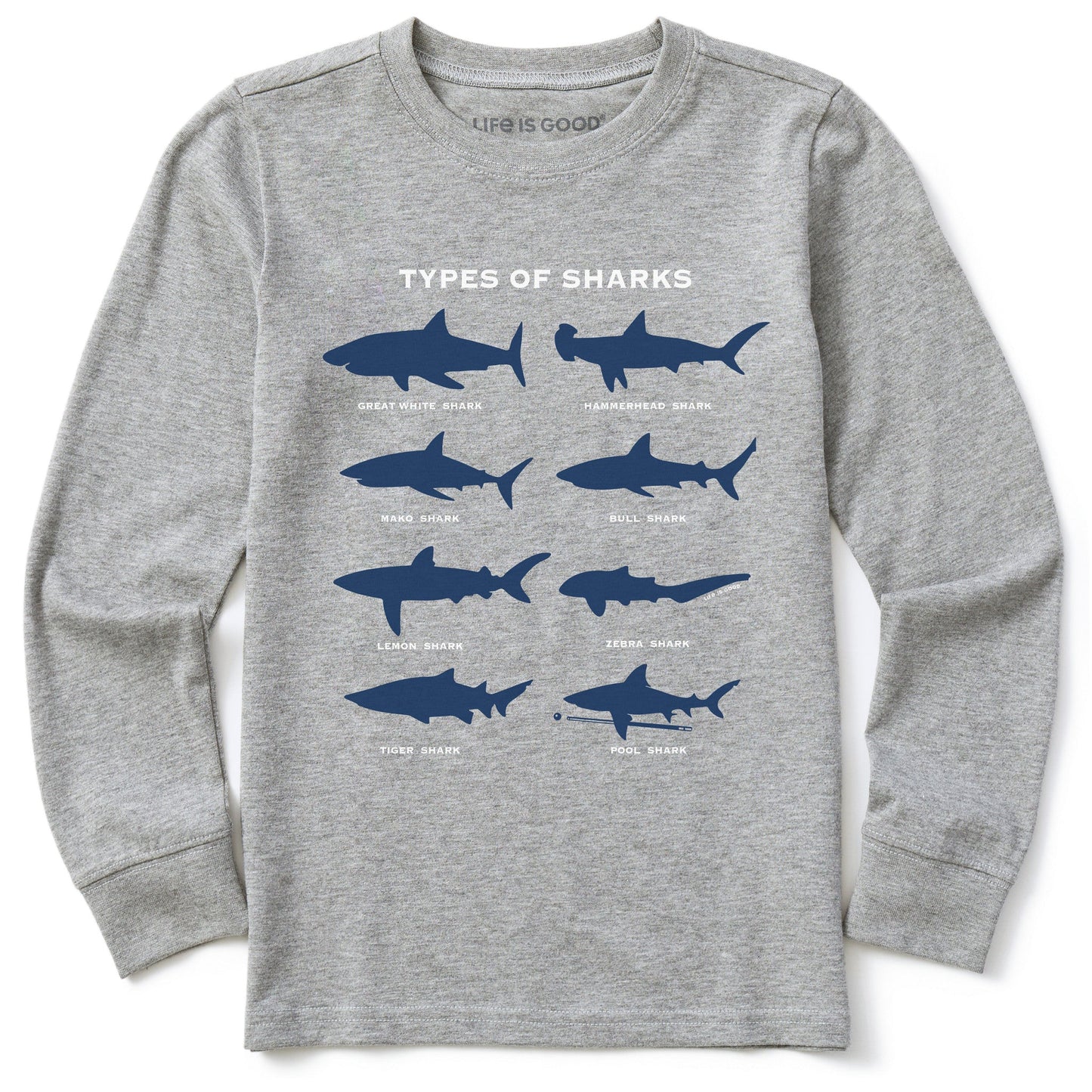 Kids Shark Diagram Long Sleeve Crusher Tee