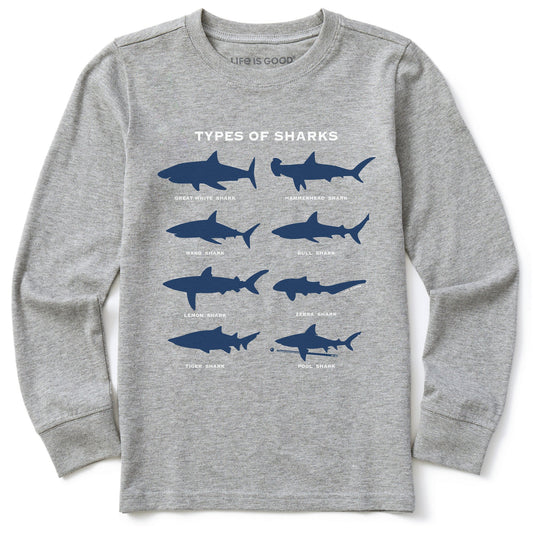 Kids Shark Diagram Long Sleeve Crusher Tee