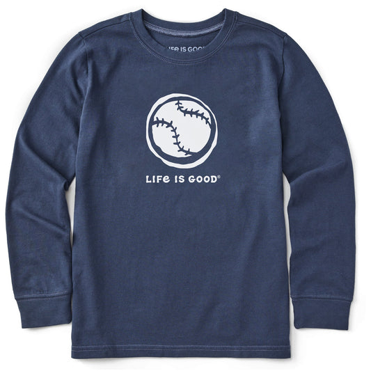 Kids Baseball Sketch Long Sleeve Crusher Tee
