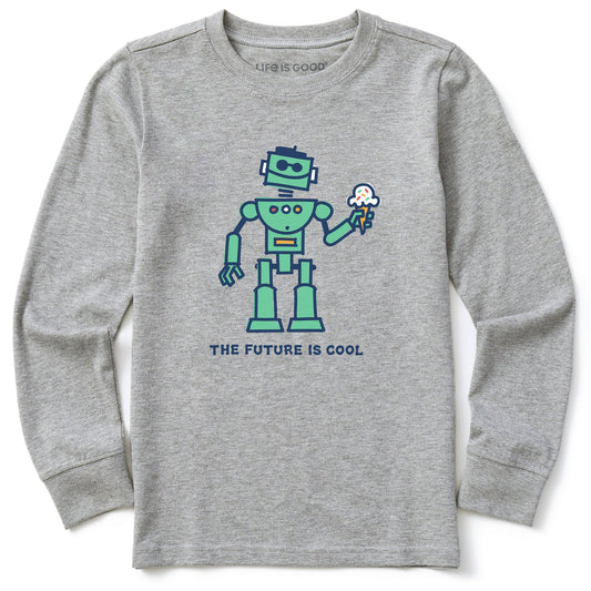 Kids Cool Robot Long Sleeve Crusher Tee