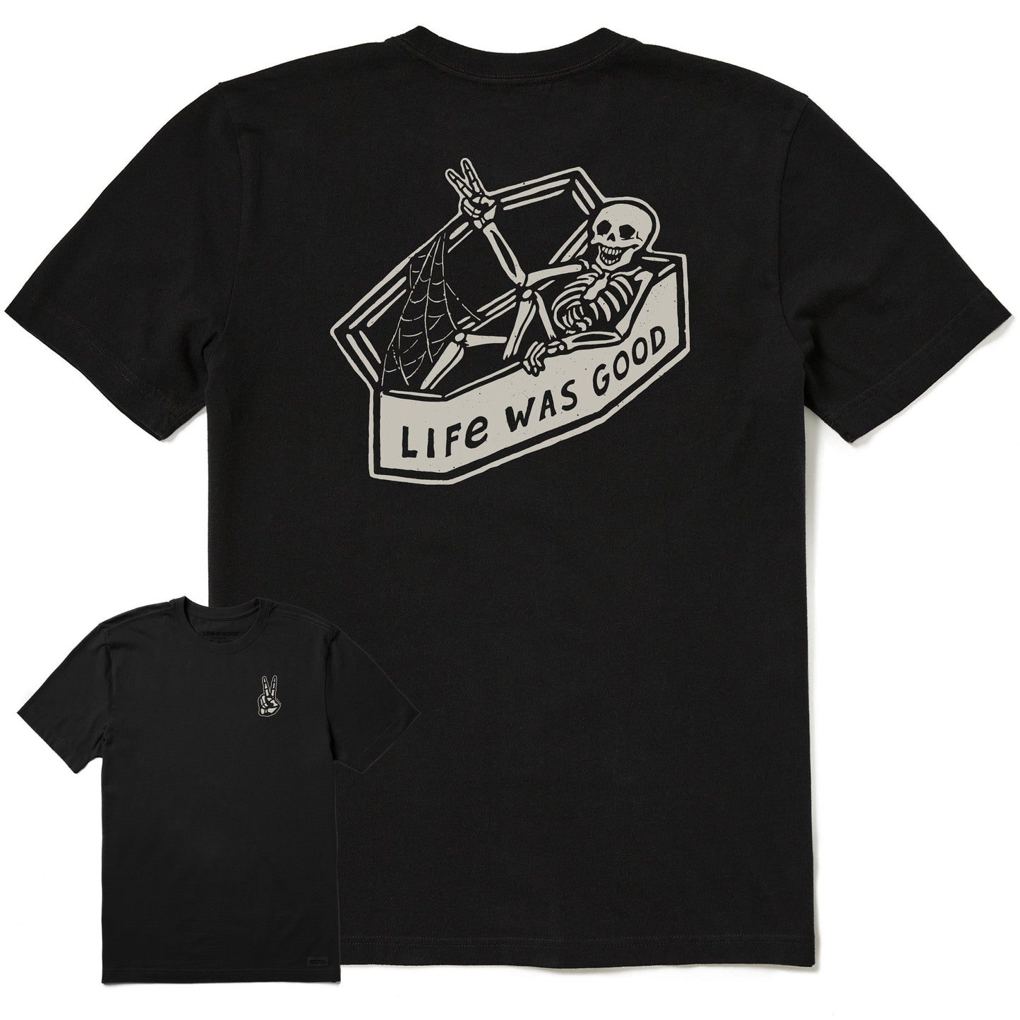 Men's Life Was Good Skeleton Short Sleeve Crusher Tee