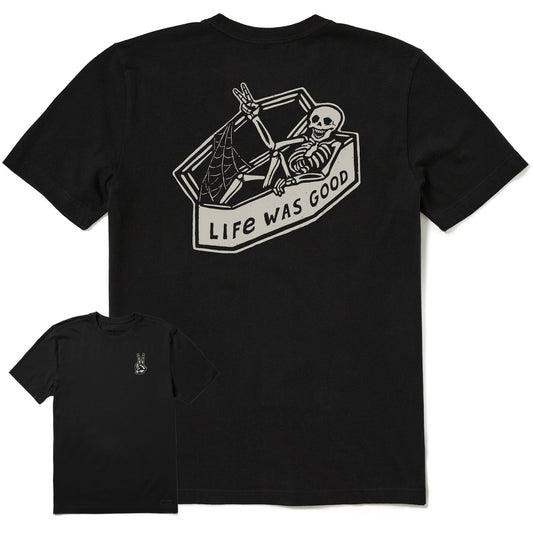 Men's Life Was Good Skeleton Short Sleeve Crusher Tee