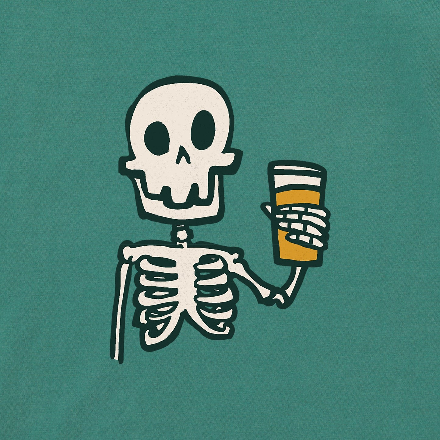 Women's Skeleton w Beer Short Sleeve Crusher Boxy Tee