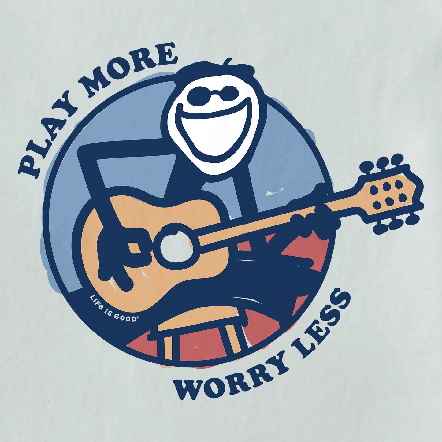 Men's Play More Worry Less Jake Guitar Short Sleeve  Tee