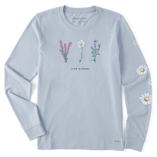 Women's Detailed Wildflowers Long Sleeve Crusher Tee