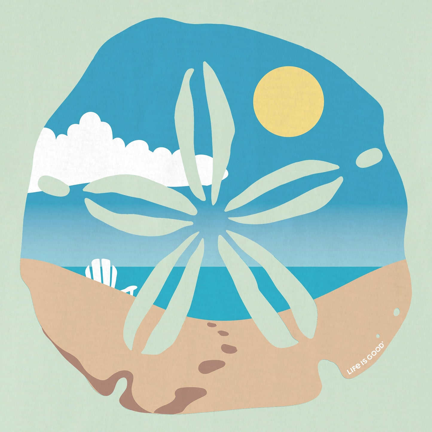 Women's Sand Dollar Beach Scene Short Sleeve Vee