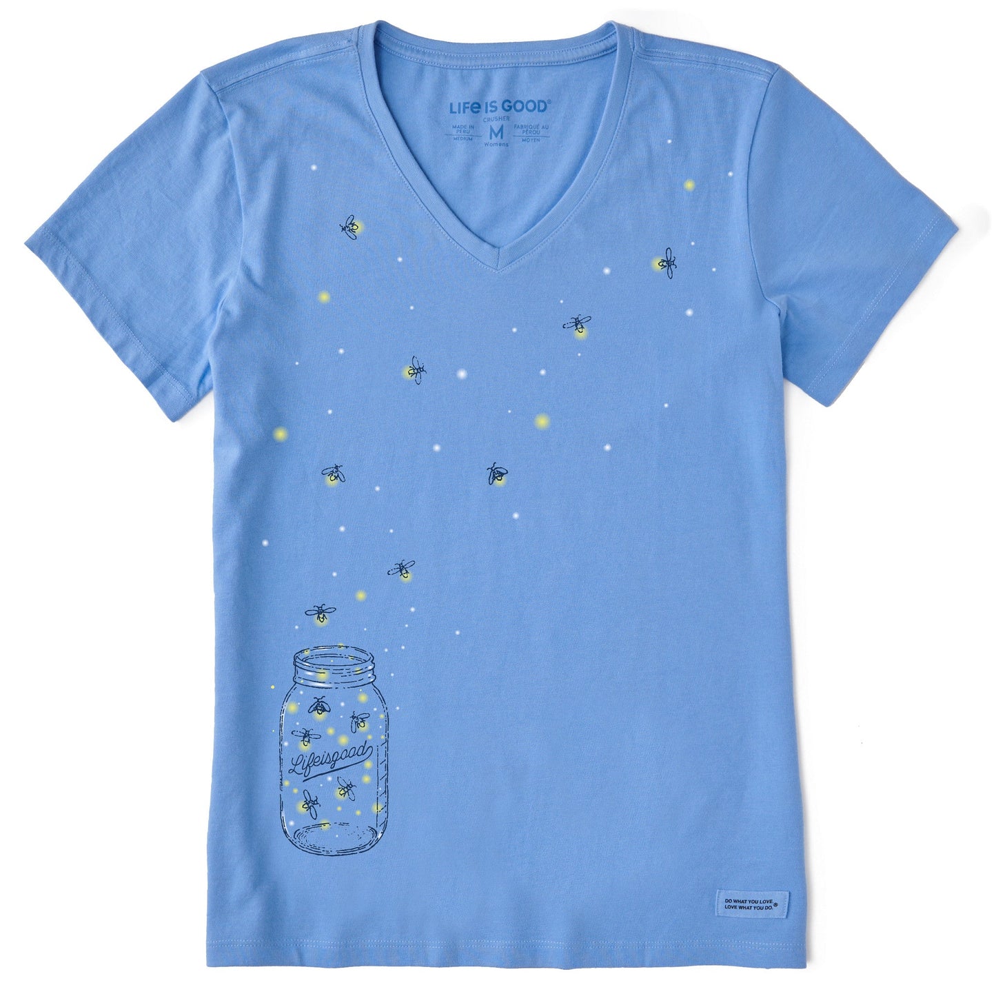 Women's Floating Fireflies Jar Short Sleeve Crusher Vee