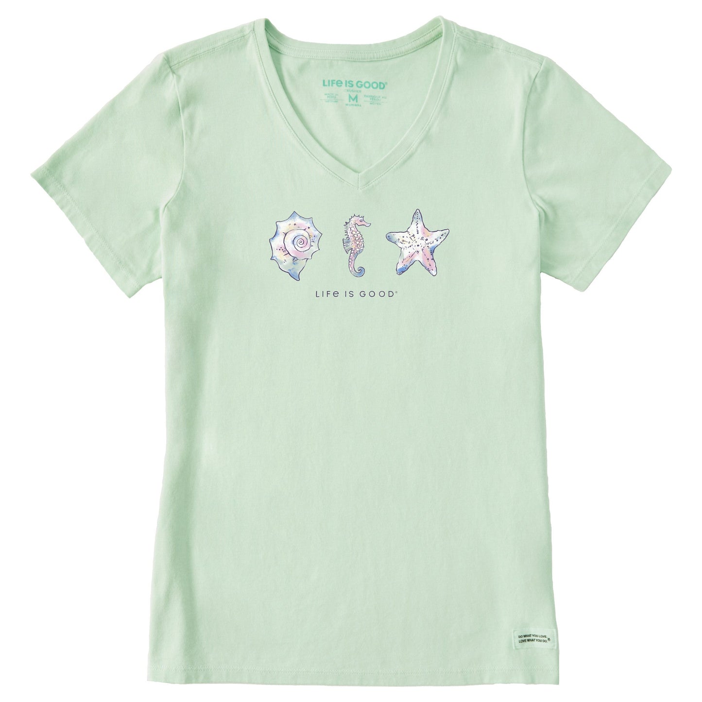 Women's Sea Life and Shells Short Sleeve Vee