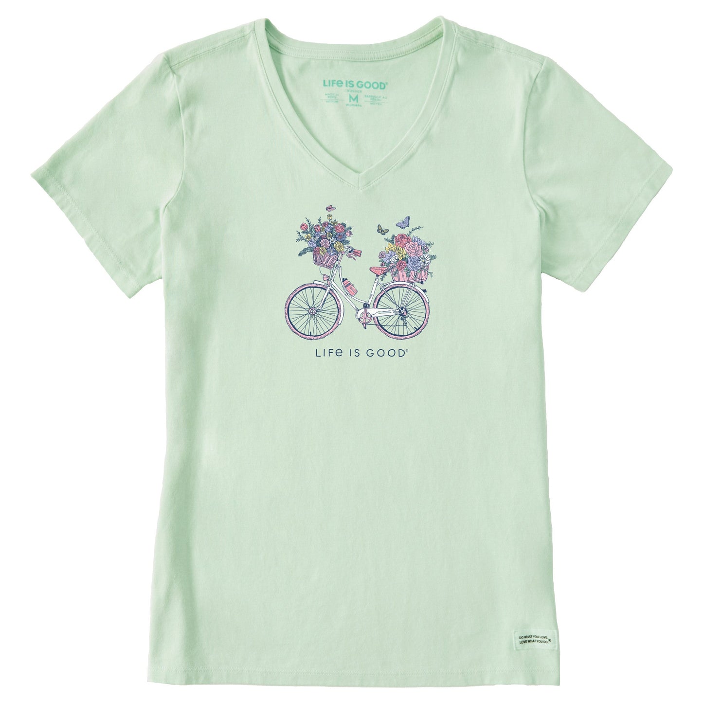 Women's Bike Flower Baskets Short Sleeve Vee