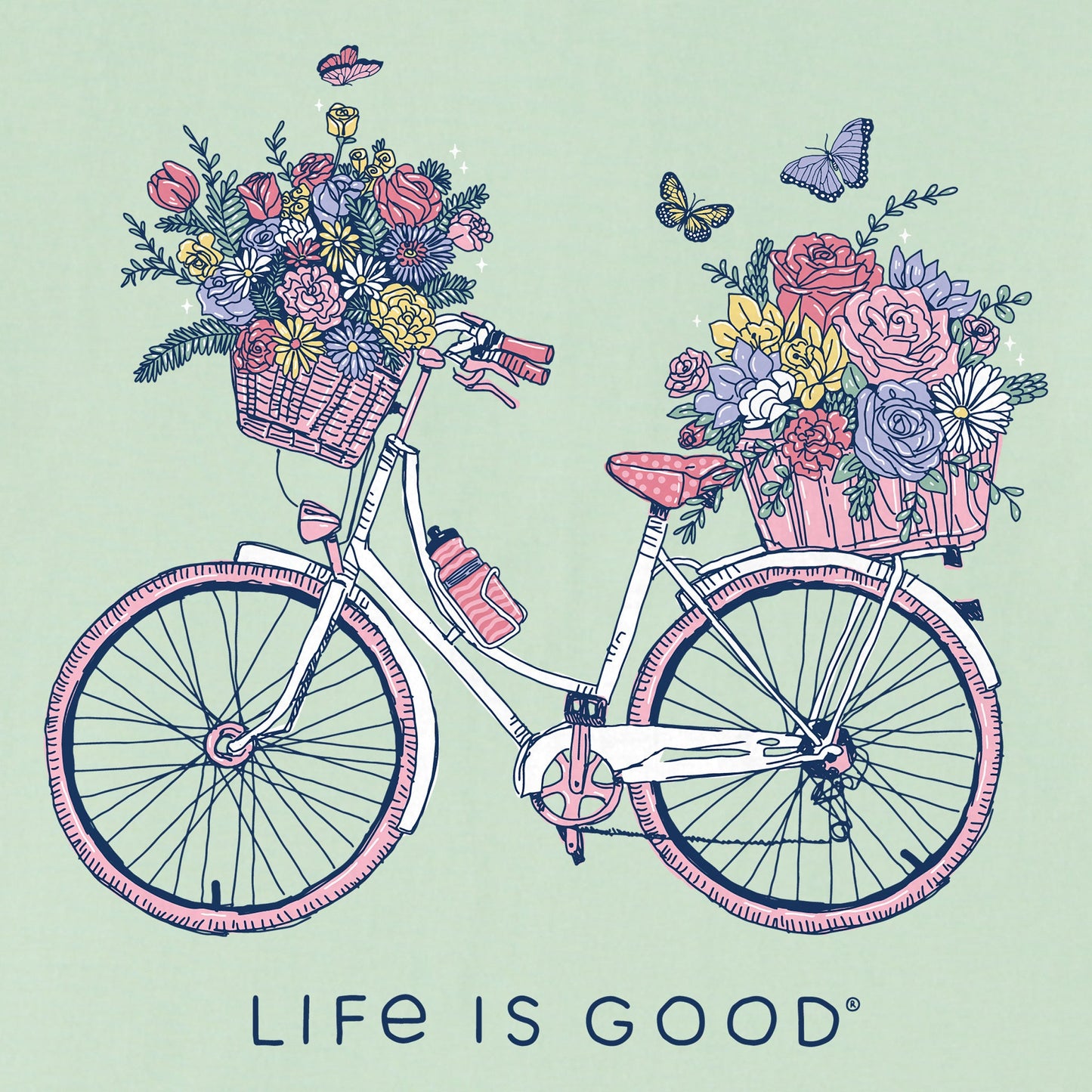 Women's Bike Flower Baskets Short Sleeve Vee