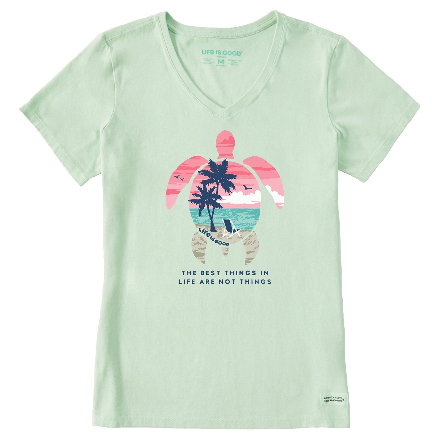 Women's Best Things Sea Turtle Beach Short Sleeve Vee