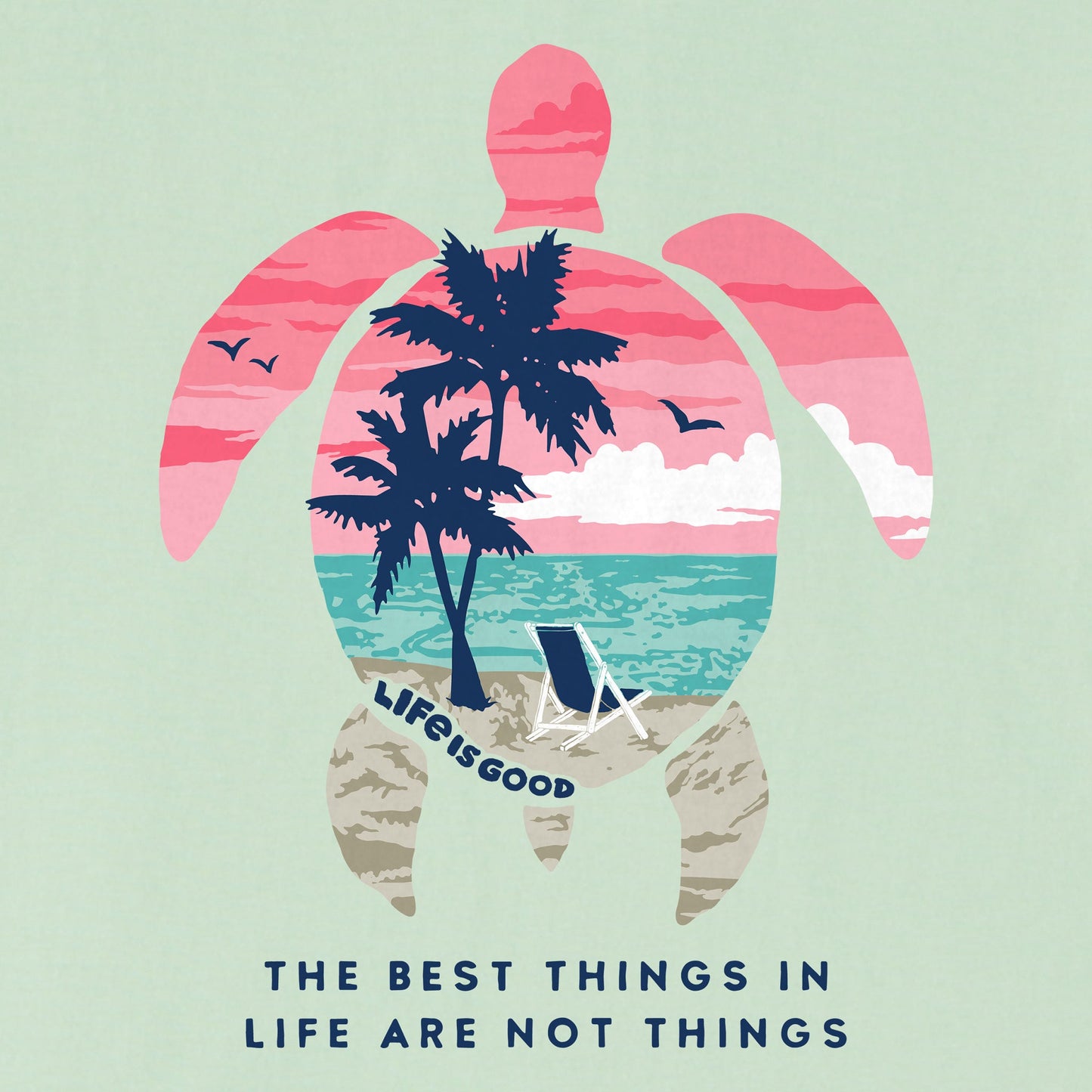 Women's Best Things Sea Turtle Beach Short Sleeve Vee