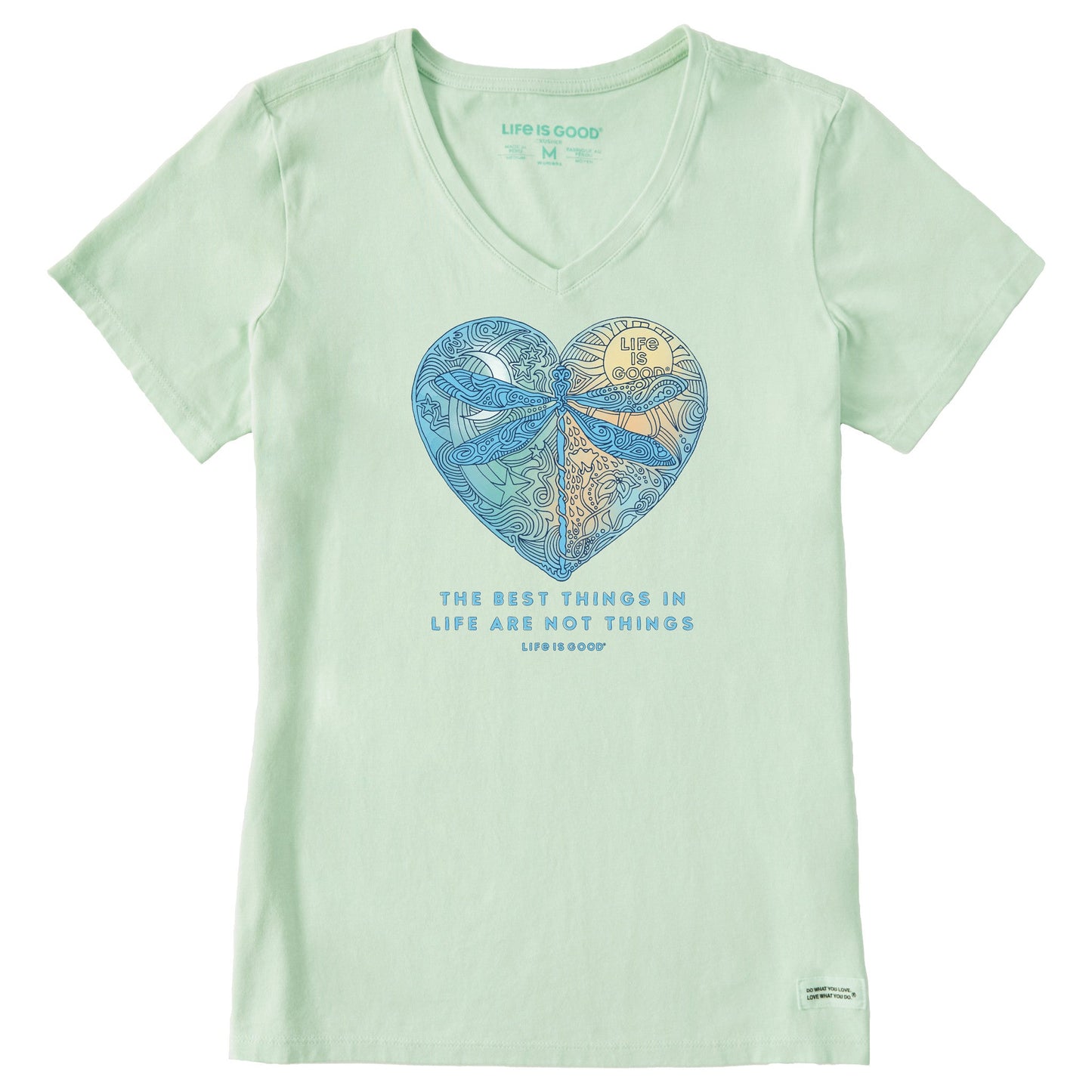 Women's Best Things Dragonfly Heart Short Sleeve Crusher Vee