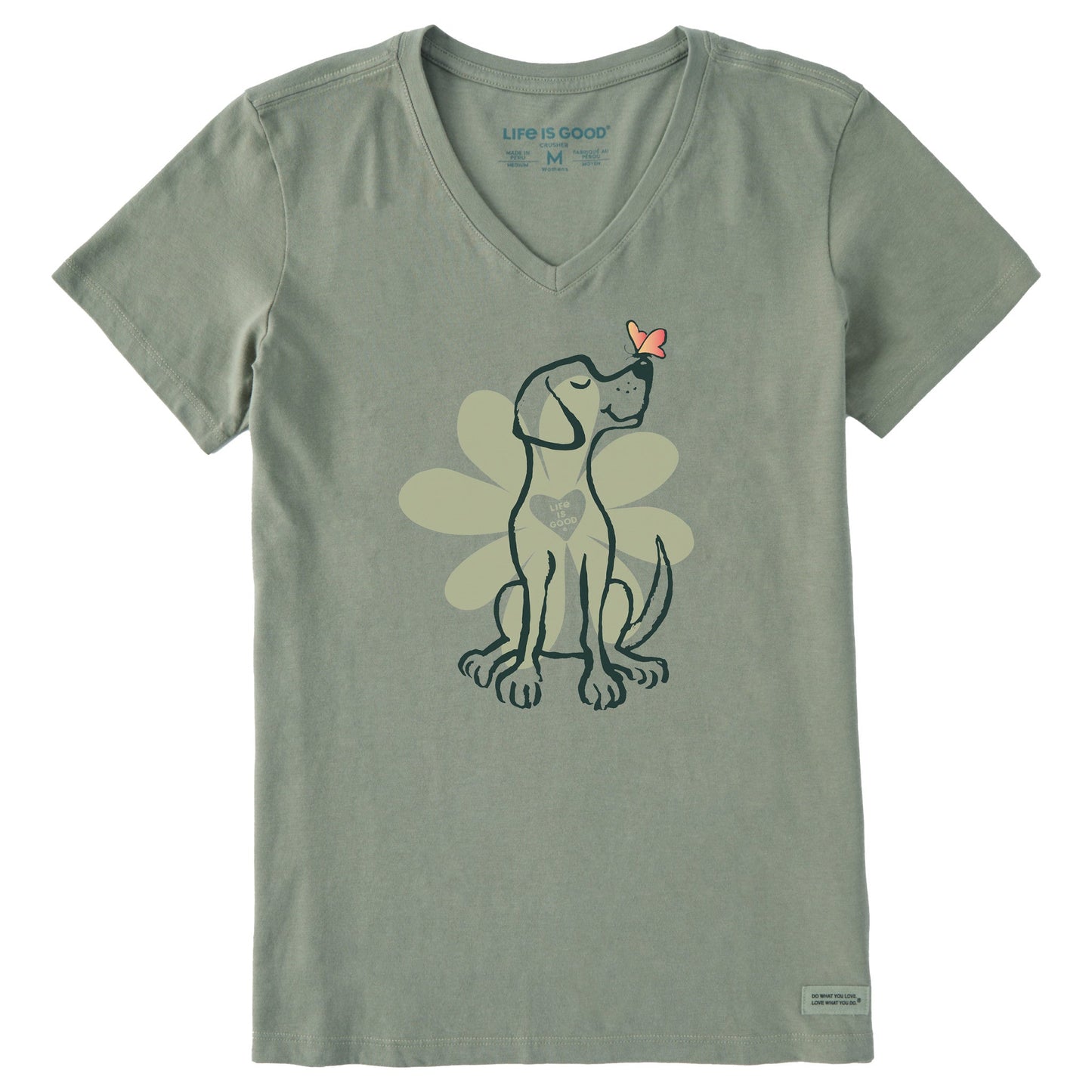 Women's Spring Daisy Dog Short Sleeve Vee