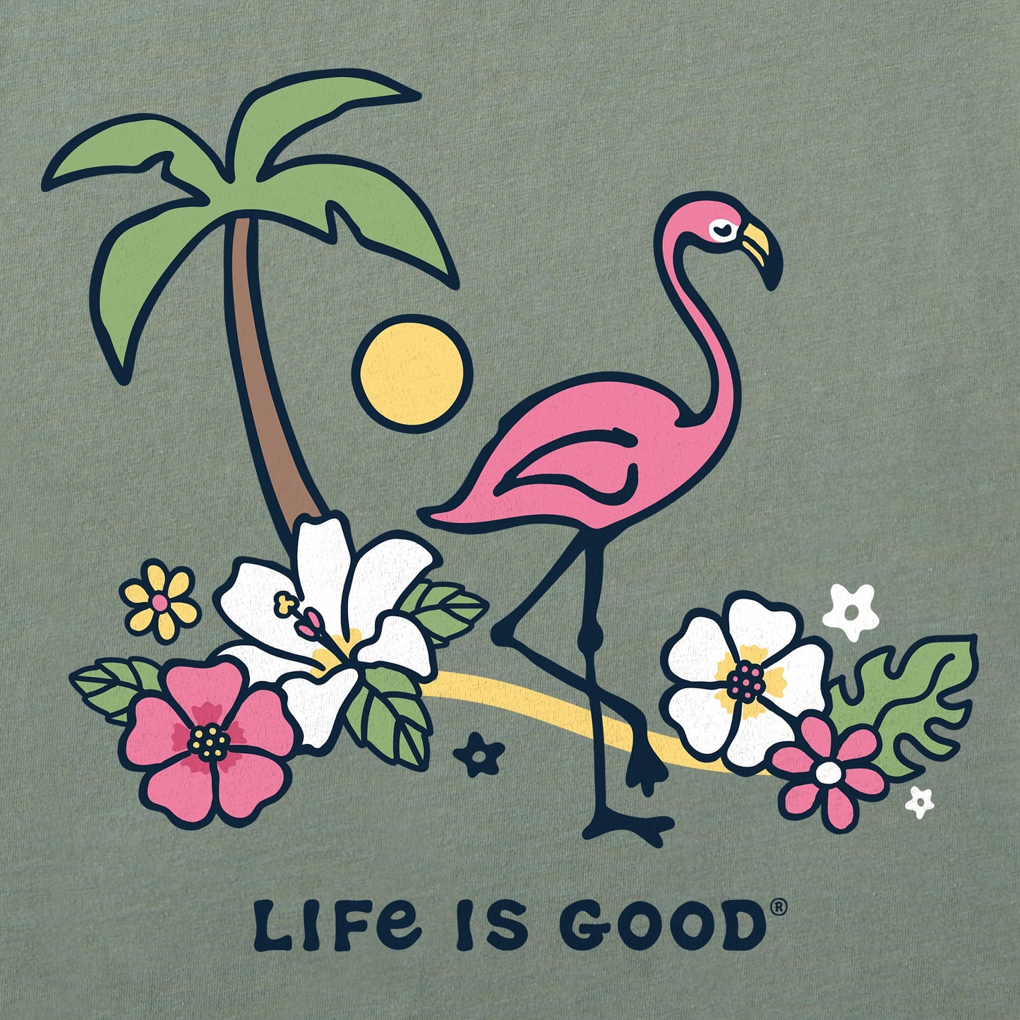 Women's Flamingo Beach Short Sleeve Crusher Vee