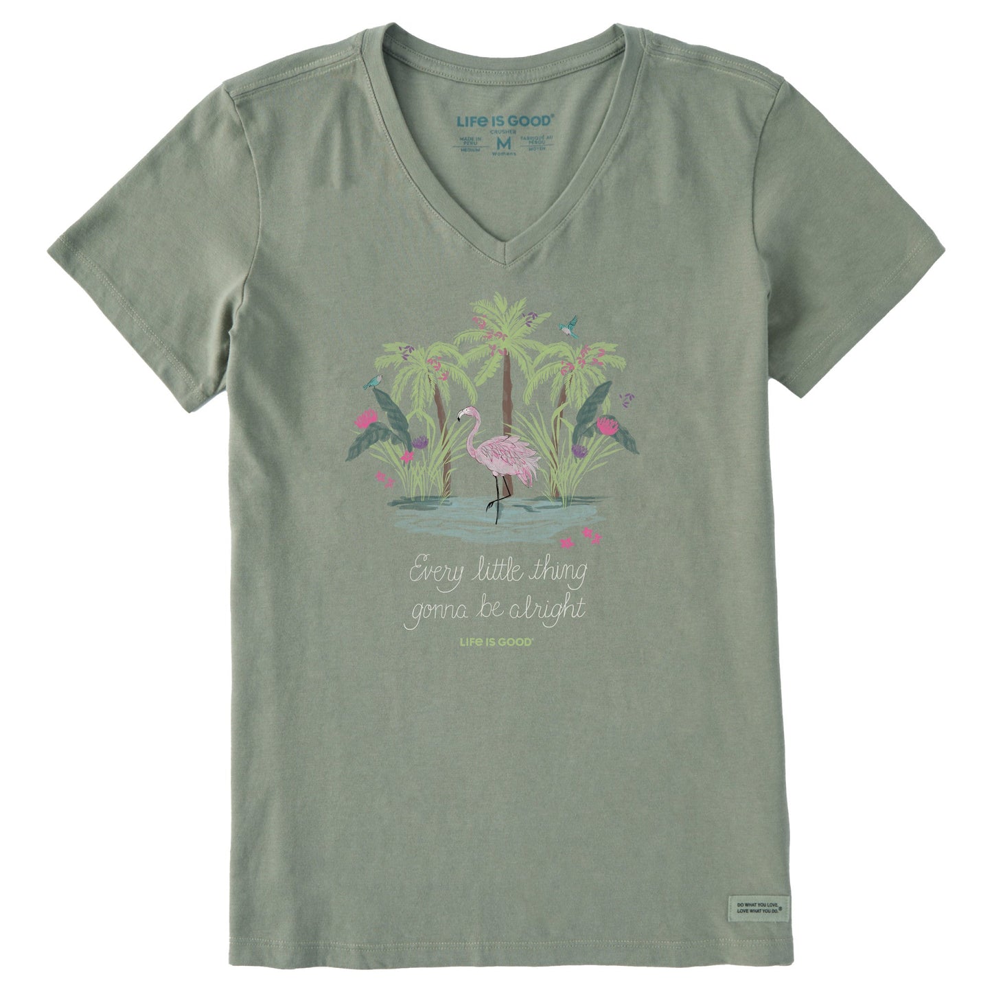 Women's Every Little Thing Flamingo Short Sleeve Vee