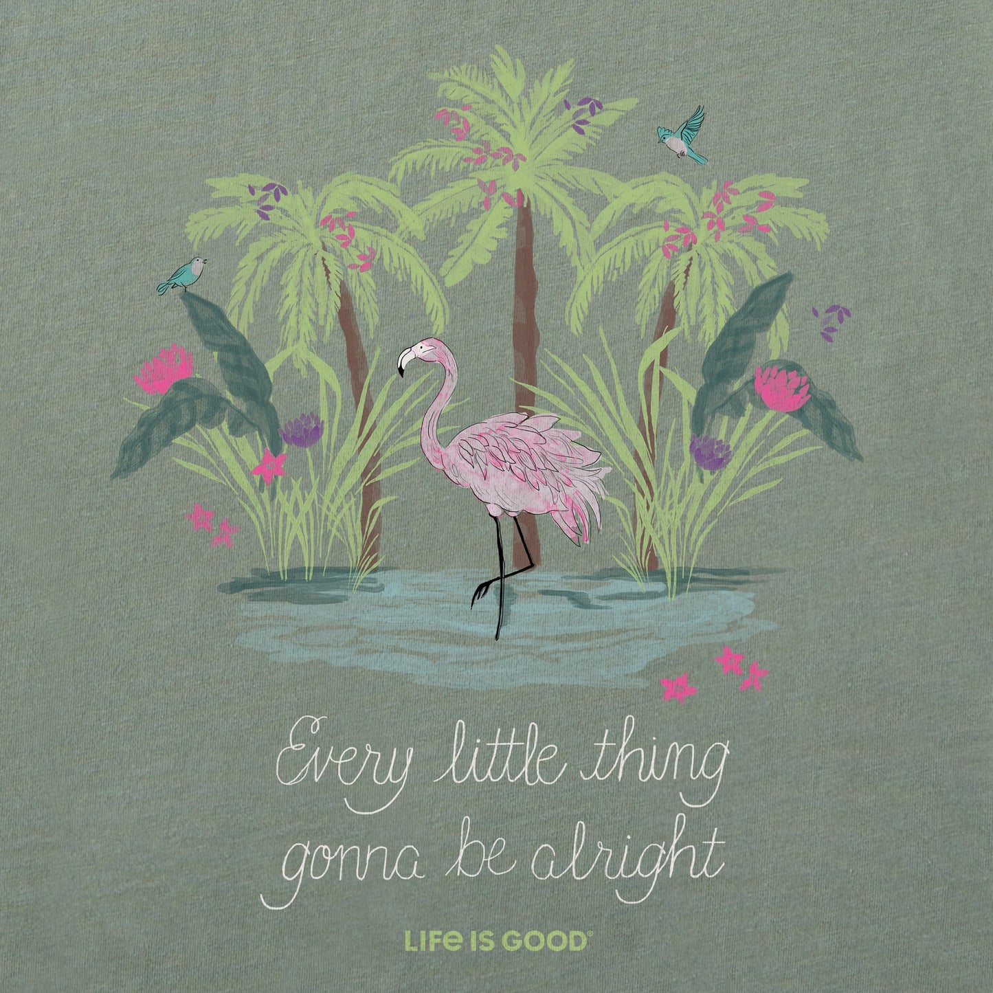 Women's Every Little Thing Flamingo Short Sleeve Vee