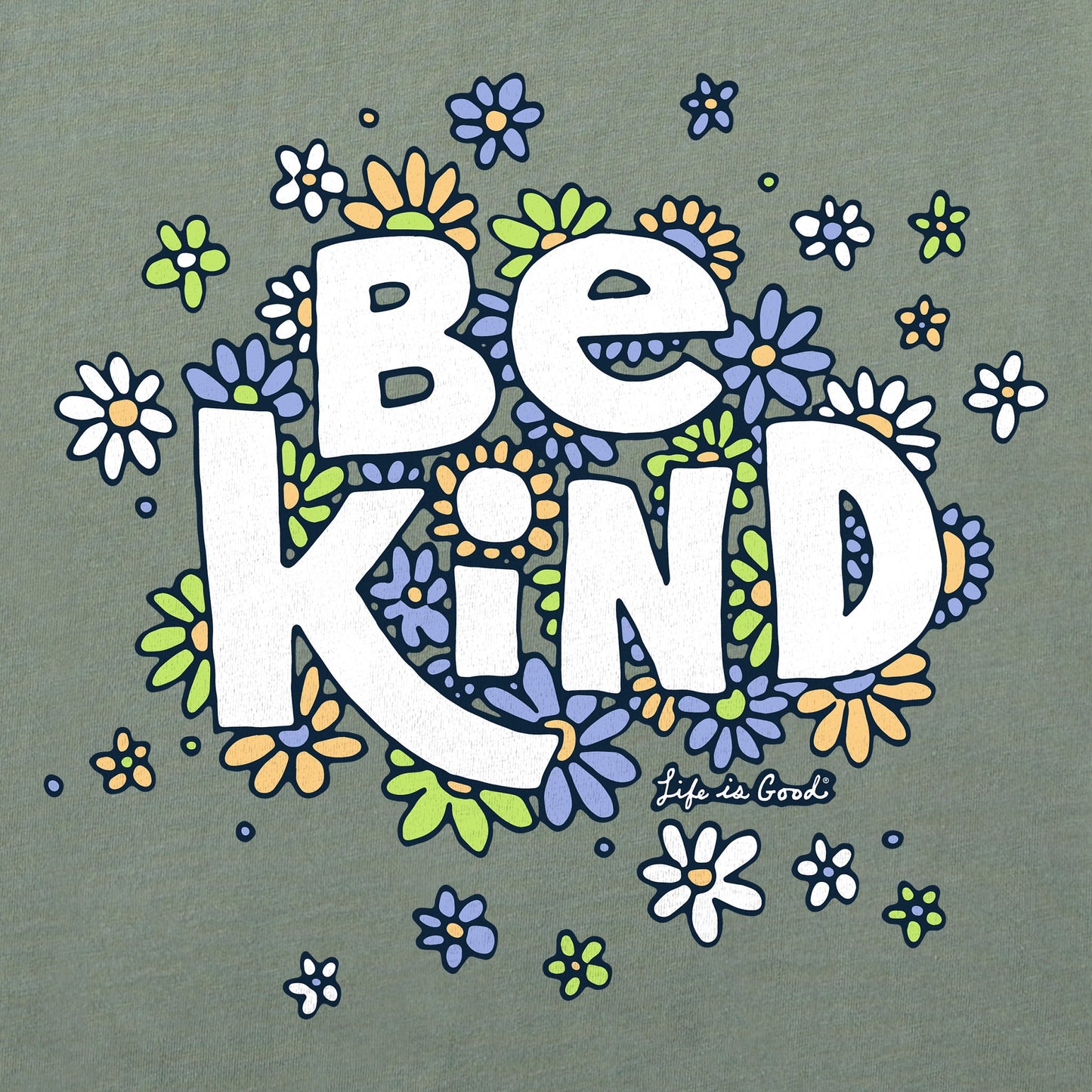 Women's Be Kind Flower Lines Short Sleeve Vee