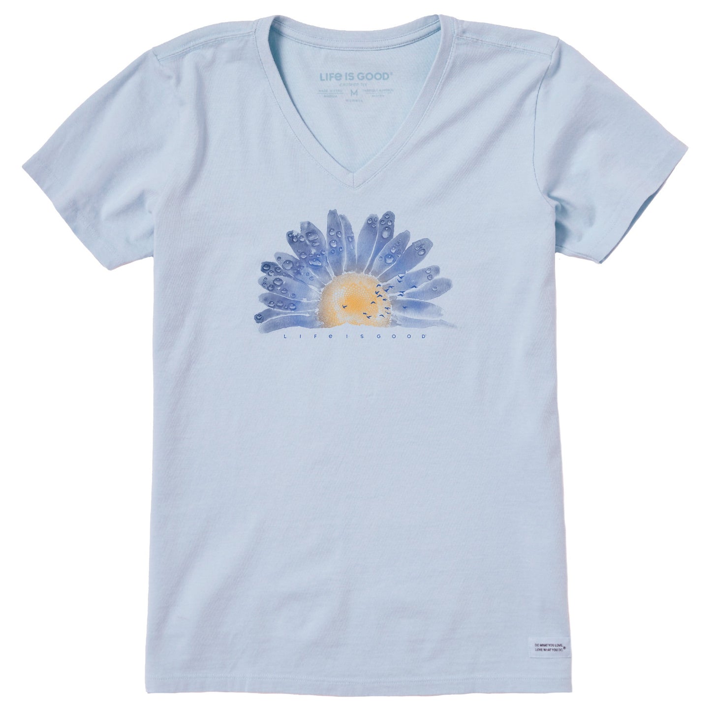 Women's Watercolor Daisy Short Sleeve Crusher Vee