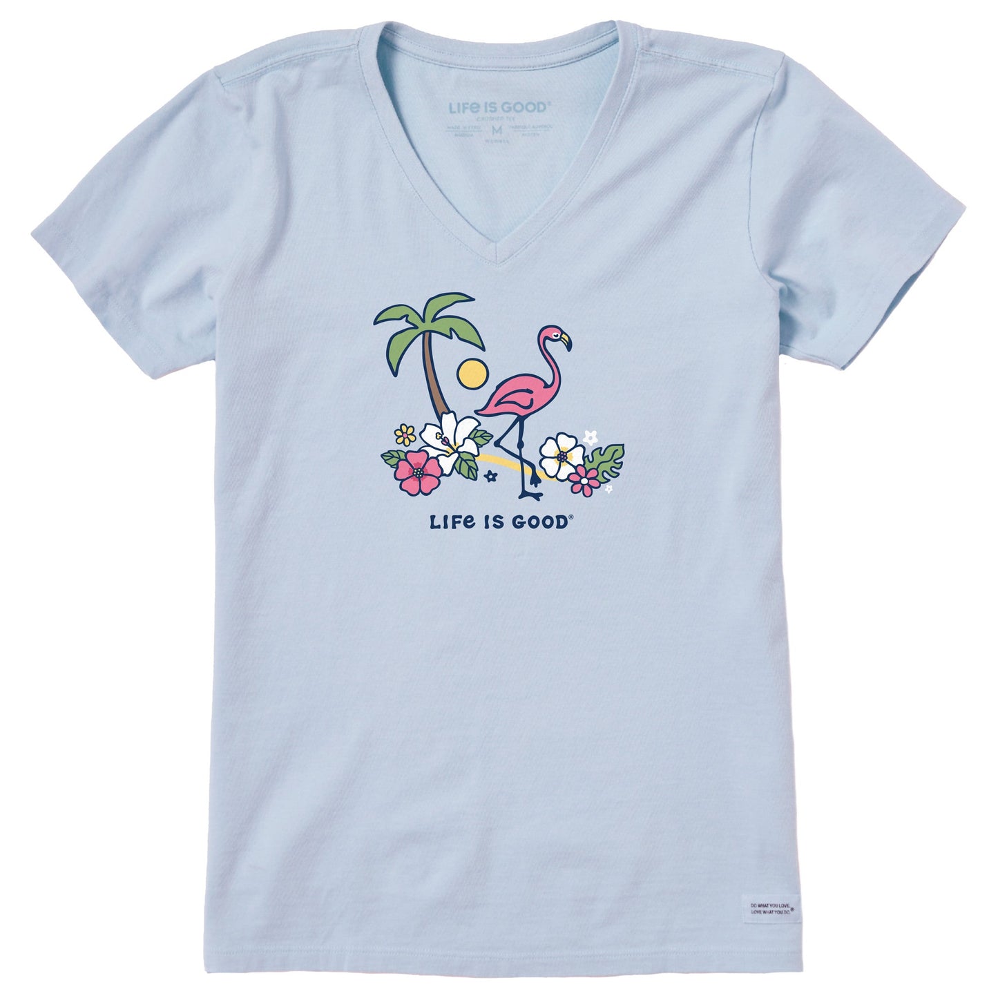 Women's Flamingo Beach Short Sleeve Crusher Vee
