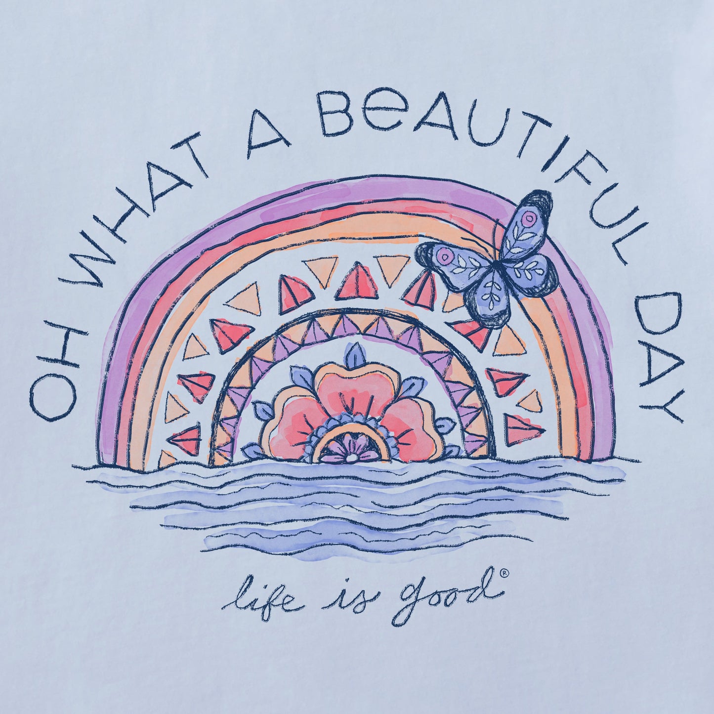 Women's Beautiful Day Butterfly Rainbow Short Sleeve Vee