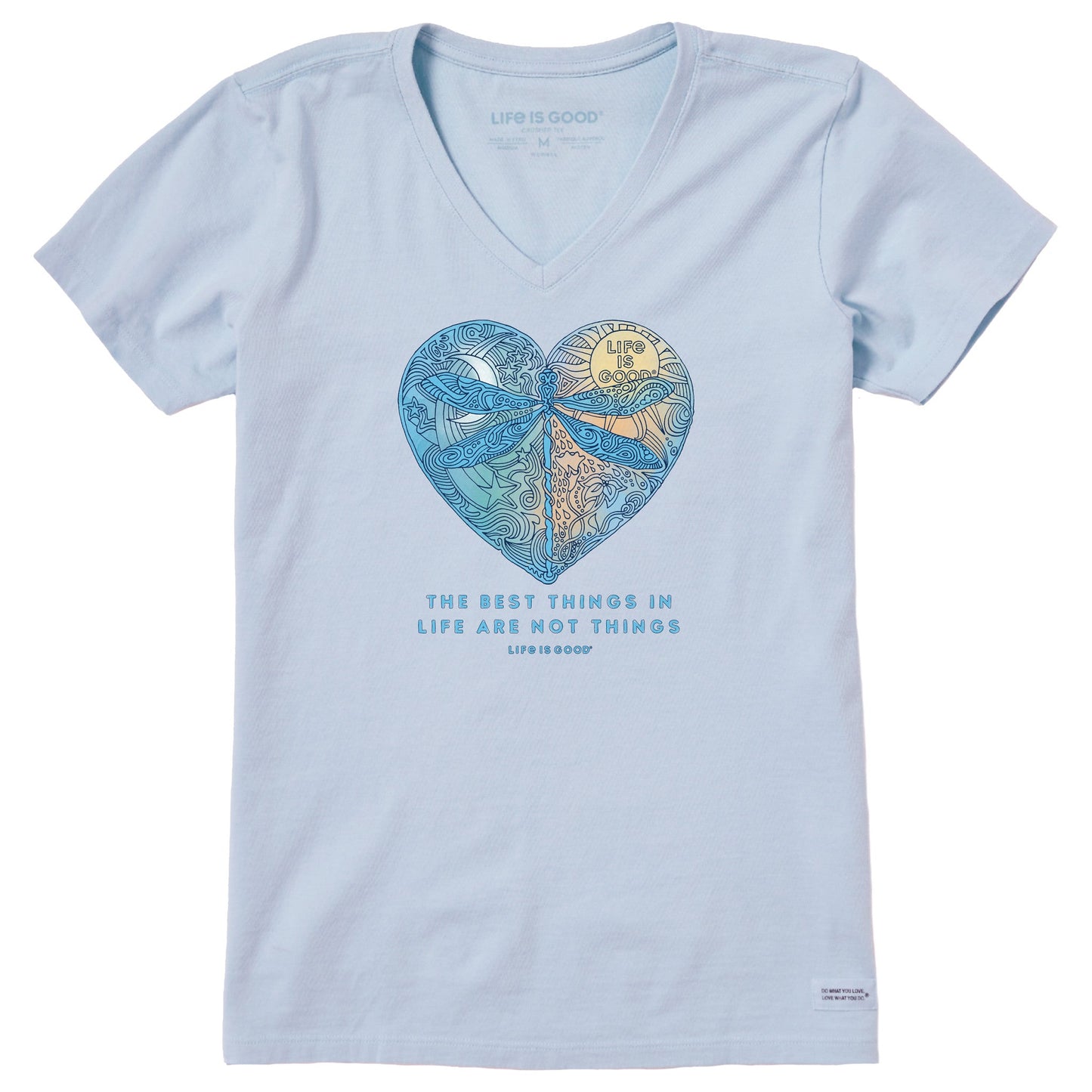 Women's Best Things Dragonfly Heart Short Sleeve Crusher Vee