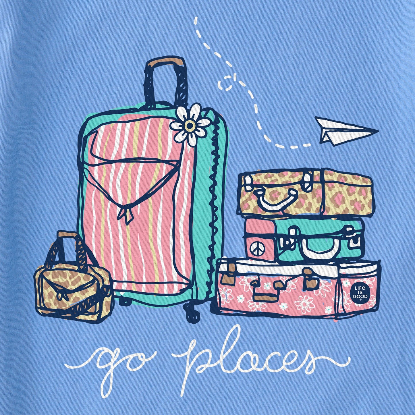 Women's Go Places Luggages Short Sleeve Crusher Vee