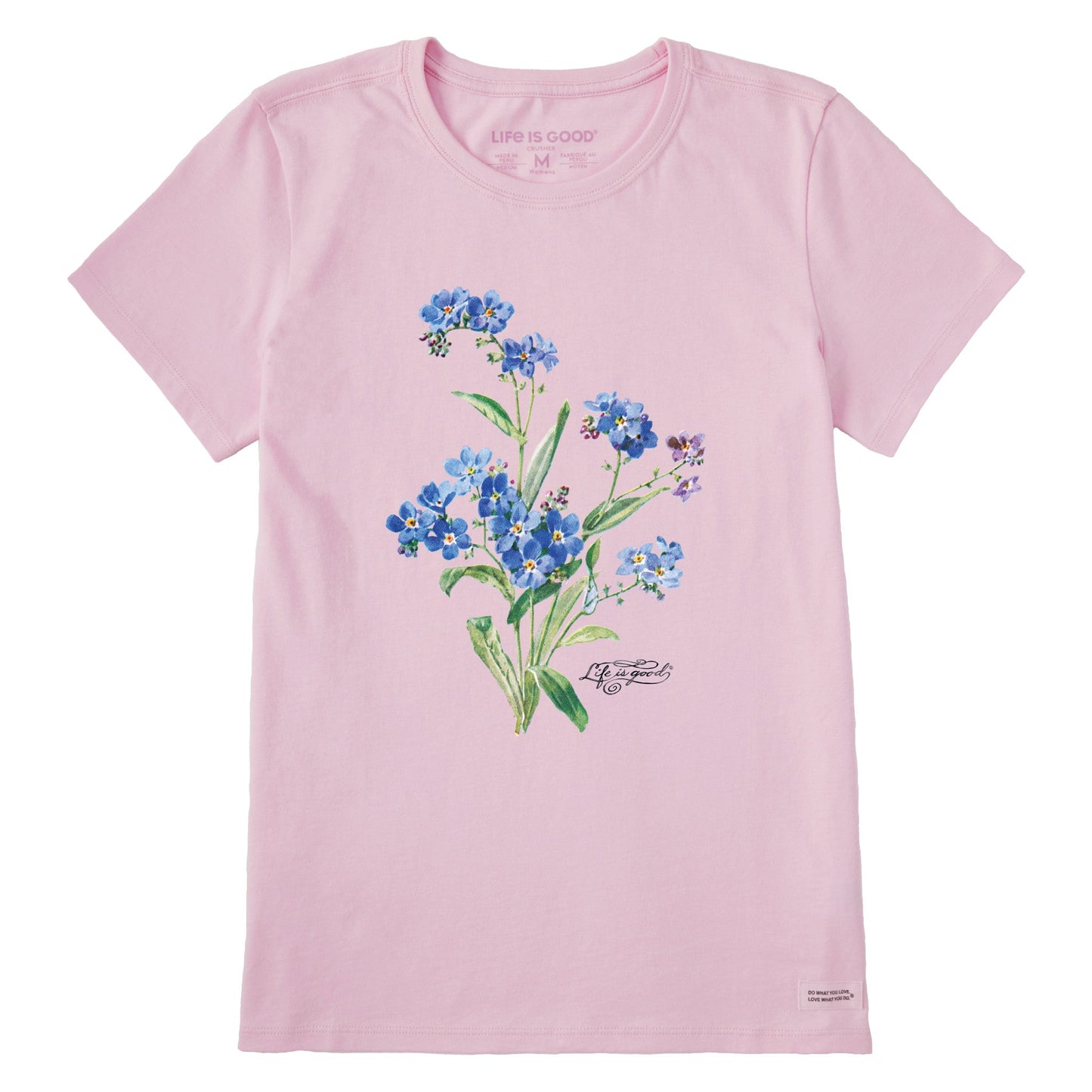 Women's Antique Blue Flowers Short Sleeve Crusher Tee
